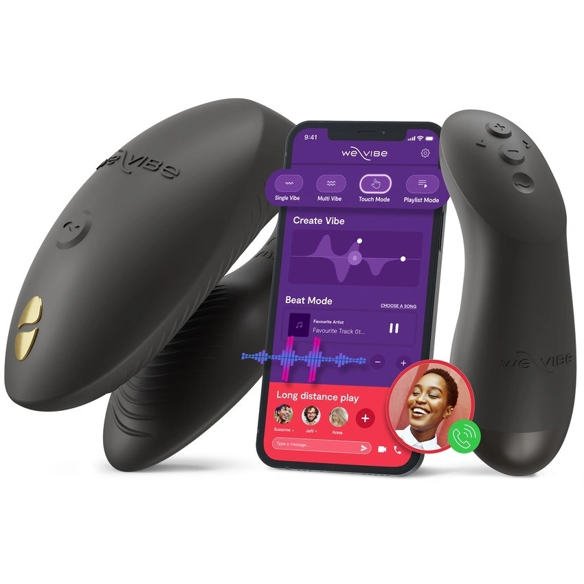 Vibratoare Cuplu - Vibrator pentru Cuplu Chorus Pro, We-Vibe App, Bluetooth Control, Satin Black, Erotic24.ro