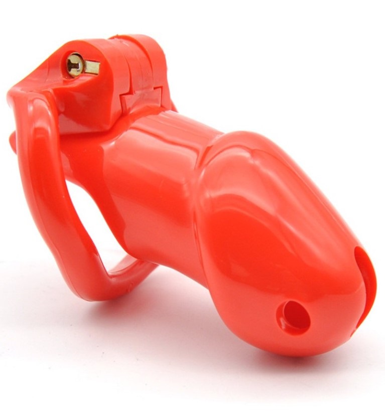 Hard Bondage - Cusca de Castitate Cock Trainer Hard Plastic Rosu Passion Labs, Erotic24.ro