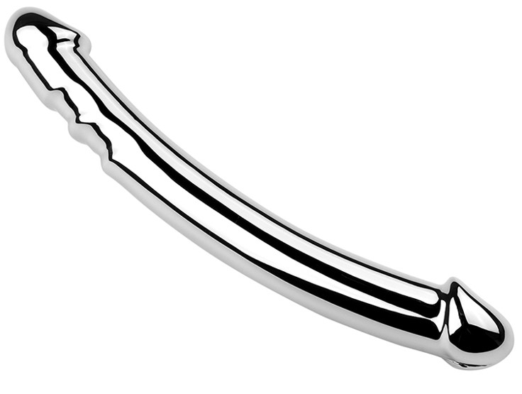 Dildo Dublu - Dildo Heavy Metal, Argintiu, 19.5 cm, Passion Labs, Erotic24.ro