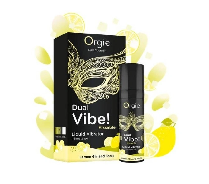 Stimulente Sexuale Barbati - Gel Stimulator Vibrator Lichid Dual Vibe! Aroma Gin tonic si Lamaie, 15 ml, Erotic24.ro