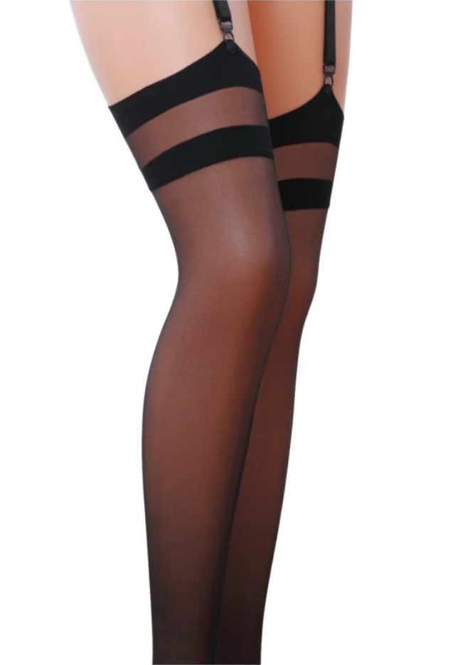 Lenjerie Sexy XXL - Ciorapi Sexy cu Banda Elastica, 17 DEN, Negru, XL, Erotic24.ro