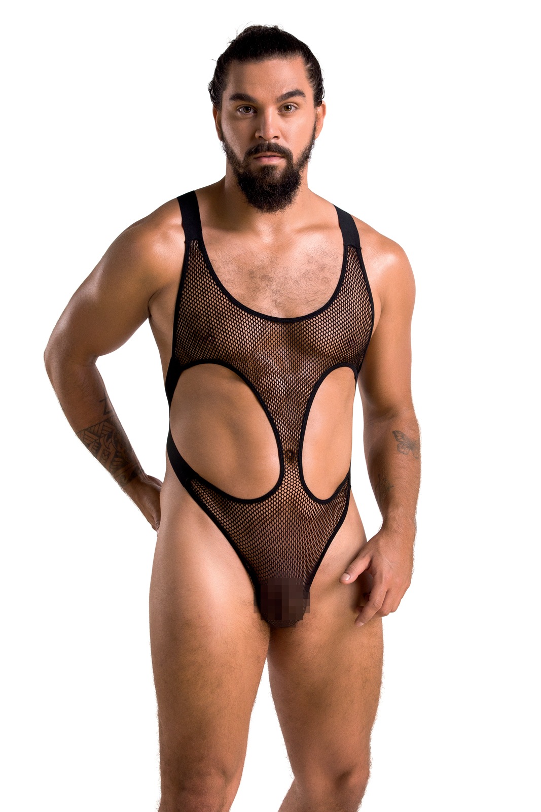 Lenjerie Sexy Barbati - Body Leon din Plasa, Negru, L/XL, Erotic24.ro