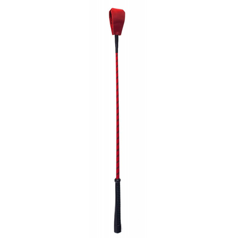 Spanking - Cravasa Devil Sticks Crop din Piele Naturala, Rosu/Negru, 72 cm, Erotic24.ro