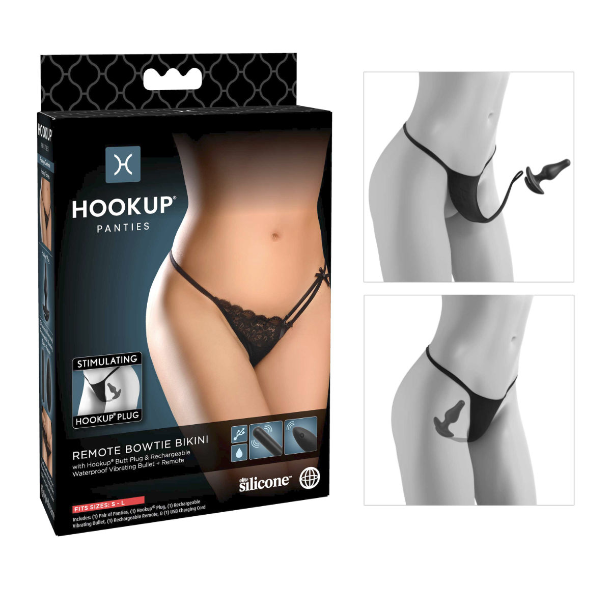 Chiloti cu vibrator - Bikini cu Vibratii Remote Control Bowtie Panty Size S-L, Erotic24.ro