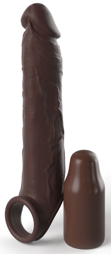 Prelungitoare si Mansoane Penis - Prelungitor Penis cu Inel Testicule Fantasy X-Tensions Elite, Silicon, Maro, 24.1 cm, Erotic24.ro