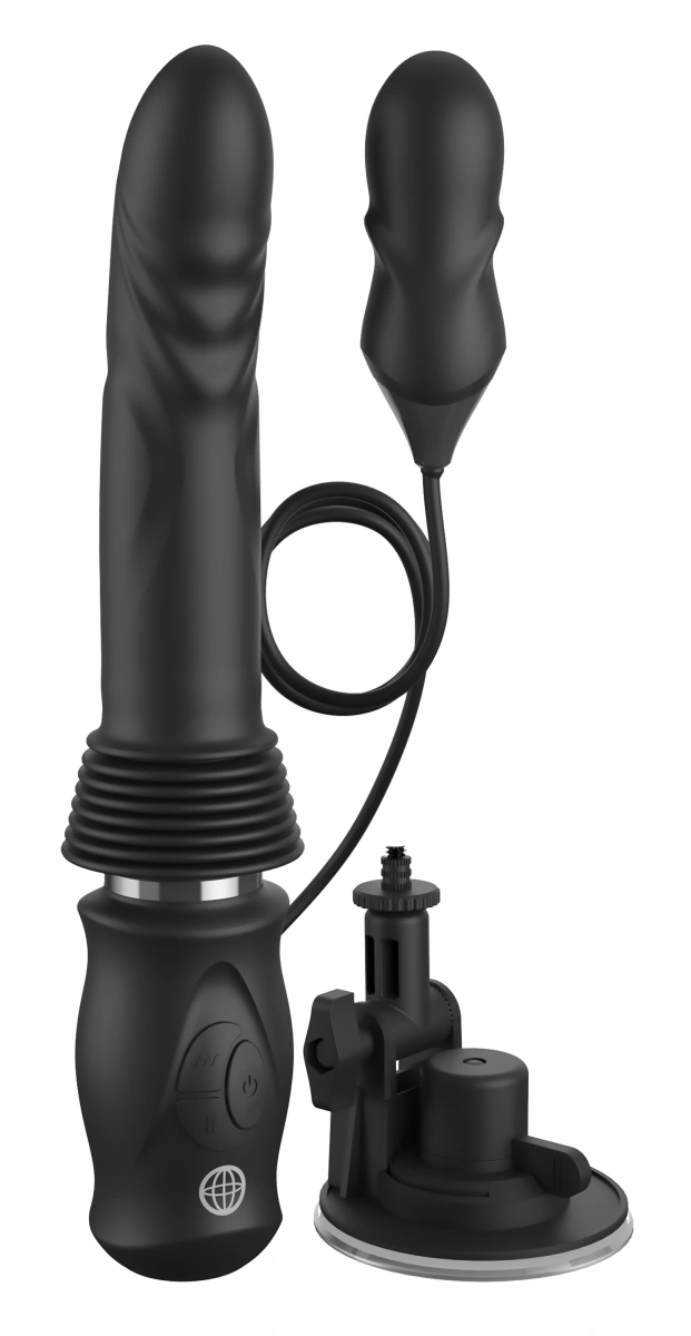 Vibratoare Mari - Stimulator Ultimate Silicone Thruster, 10 Moduri Vibratii, 3 Moduri Impingere, Silicon, USB, Negru, 29 cm, Erotic24.ro