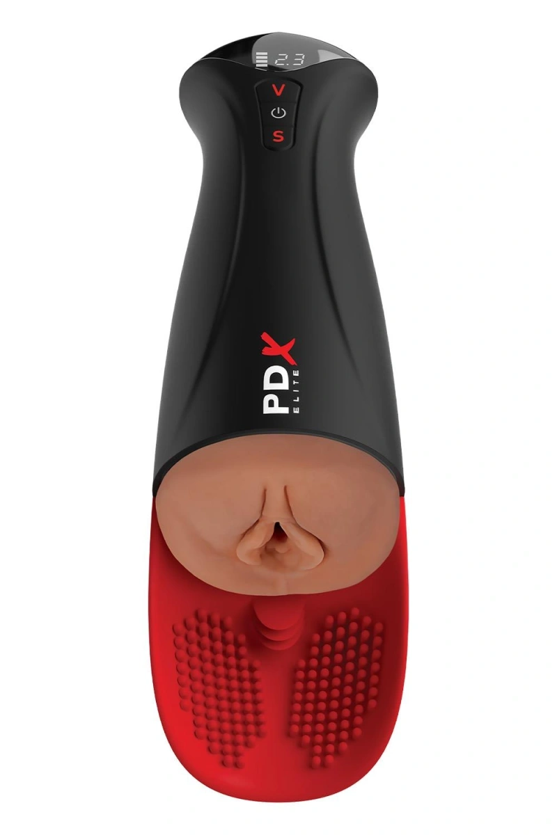 Masturbatoare - Masturbator Vagin Fuck-O-Matic Pro XL, 5 Moduri Vibratie, 5 Moduri Suctiune, Maro, 35 cm, Erotic24.ro