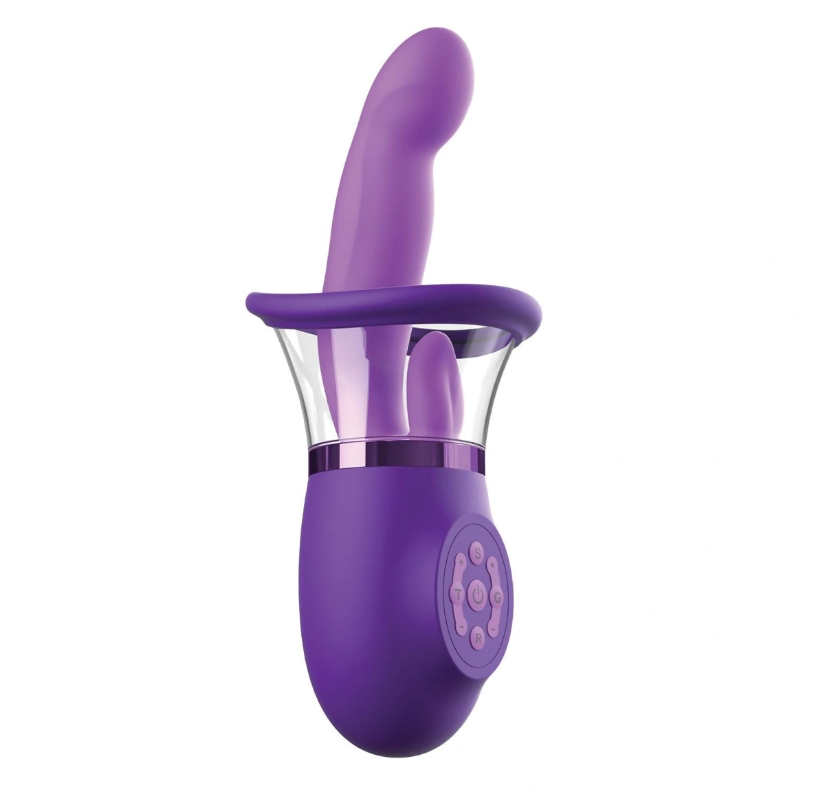 Vibratoare Clitoris - Stimulator Ultimate Pleasure Pro Plus, 5 Motore Puternice, Silicon, USB, Mov, 24.1 cm, Erotic24.ro