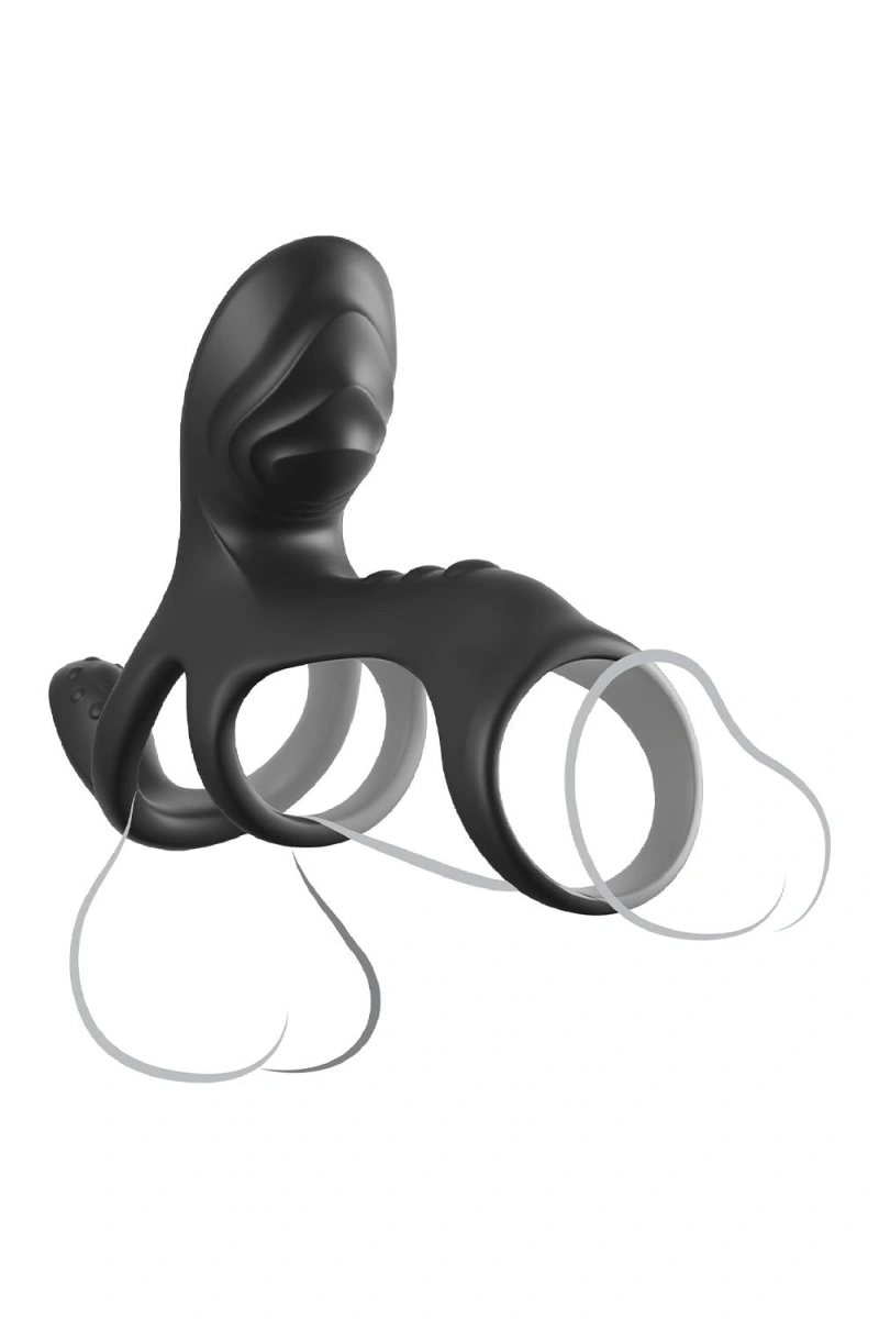 Jucarii Sexuale Barbati - Inel de Penis Ultimate Couples Cage Max, 3 Motoare, 10 Moduri Vibratii, Silicon, Negru, Erotic24.ro