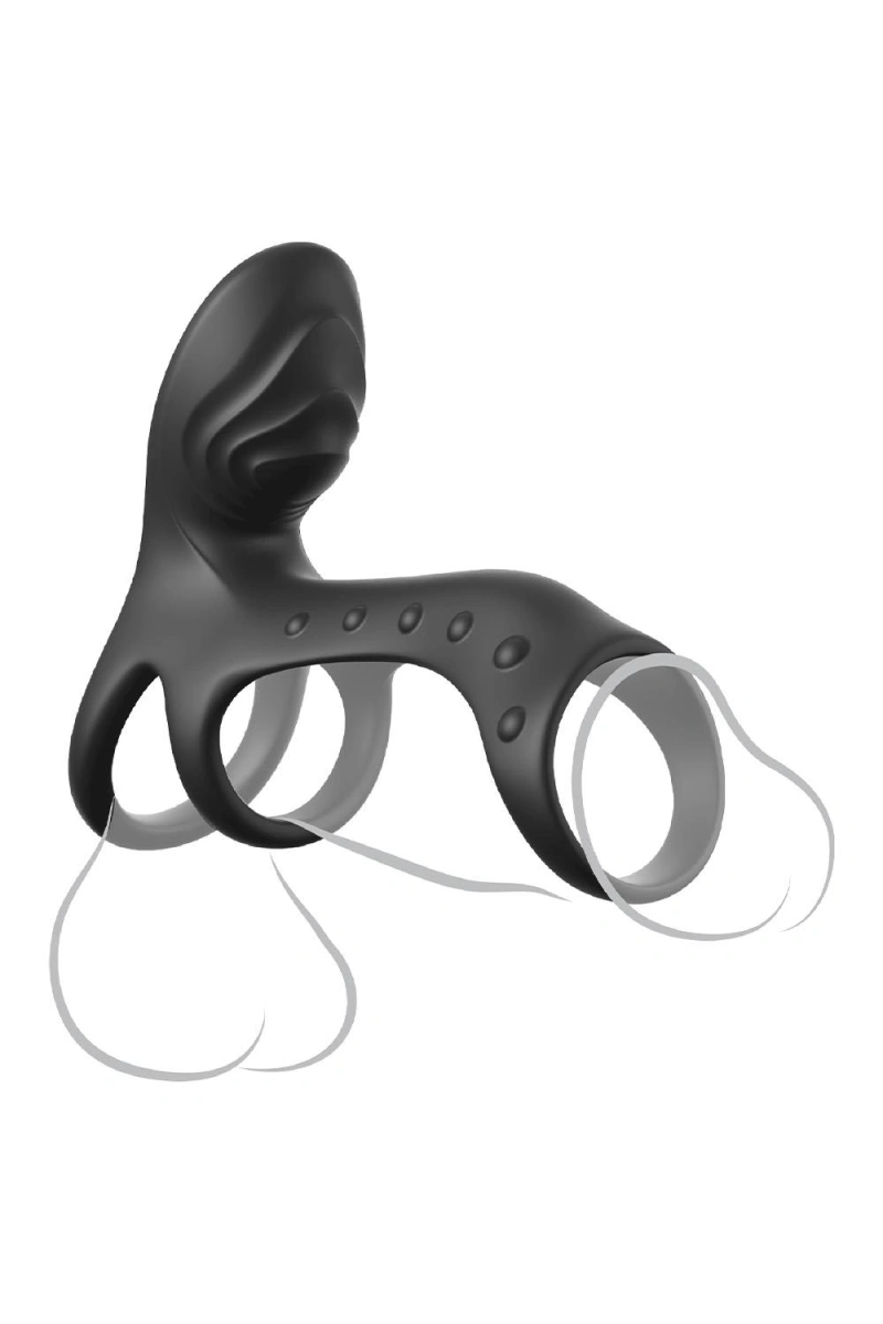 Jucarii Sexuale Barbati - Inel de Penis Ultimate Couples Cage Pro, 2 Motoare, 10 Moduri Vibratii, Silicon, Negru, Erotic24.ro