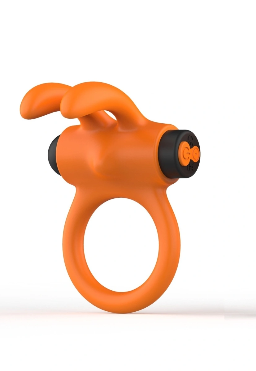 Inele Penis - Inel Penis Sun, 10 Moduri Vibratii, Silicon, USB, Portocaliu/Negru, Guilty Toys, Cosmic Love, Erotic24.ro