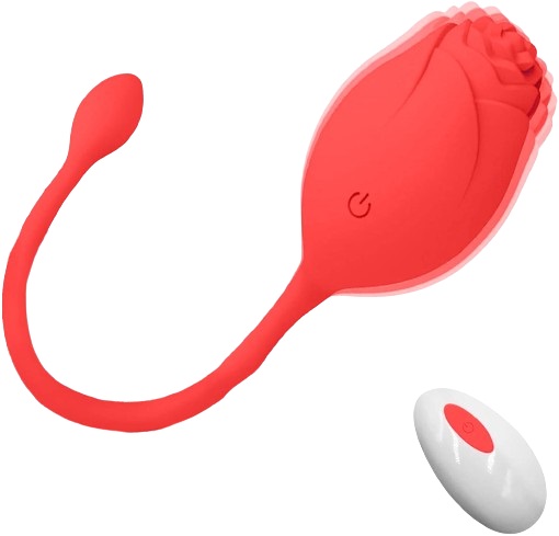 Oua Vibratoare - Ou Vibrator Ambrosia, 10 Moduri Vibratii, Remote Control, Silicon, USB, Rosu, 19 cm, Passion Labs, Rose Collection, Erotic24.ro