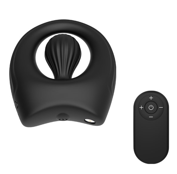 Vibratoare Cuplu - Inel Penis Melek, 10 Moduri Vibratii, Remote Control, Silicon Lichid, USB Magnetic, Negru, Guilty Toys, Mighty Warrior, Erotic24.ro