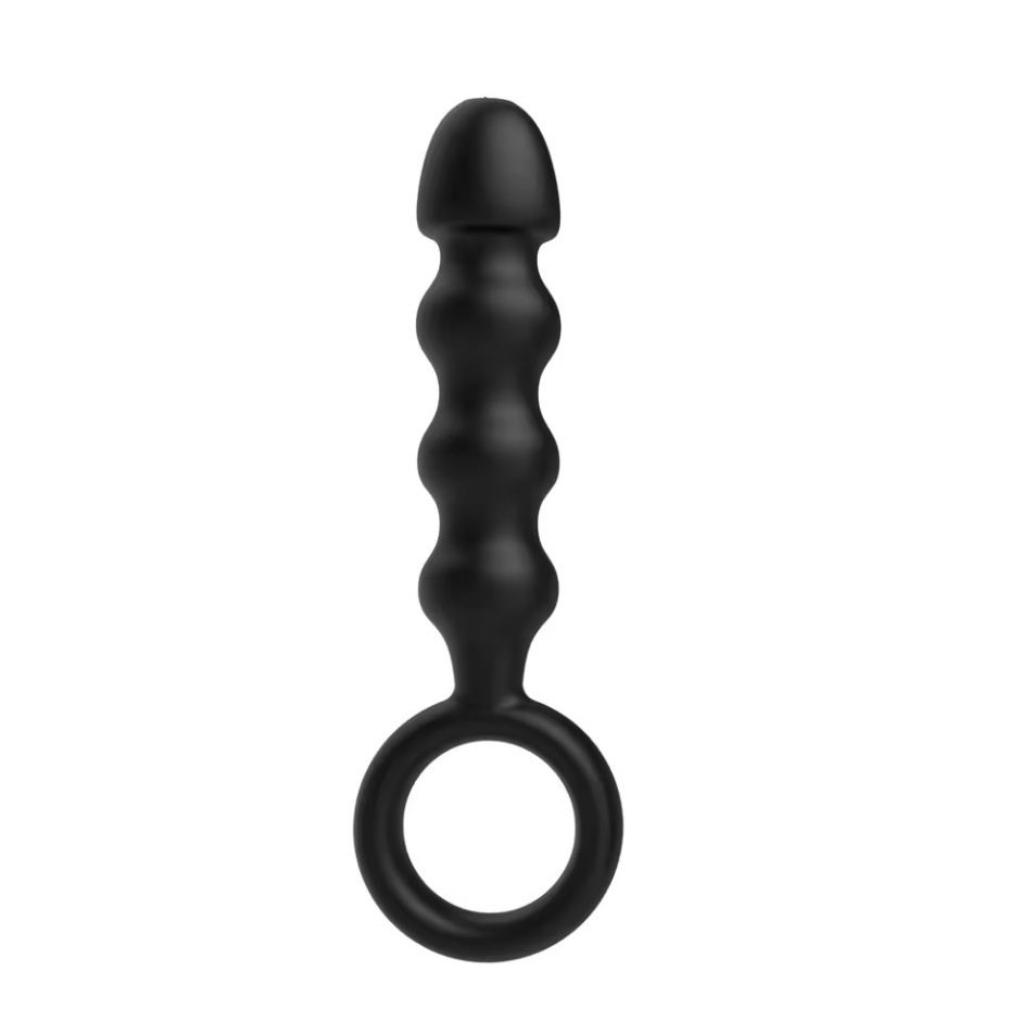 Bile Anale - Dop Anal cu Inel Anal Plug Large, Silicon, Negru, 14.5 cm, Passion Labs, Mystery, Erotic24.ro