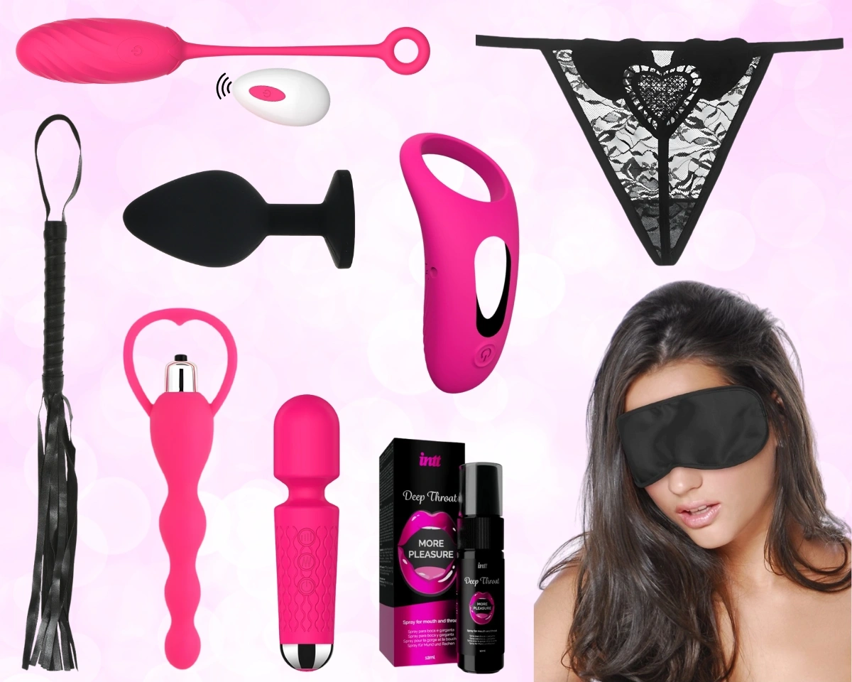 Bile Vaginale - Kit Valentine's Day Fuchsia Fever Pleasure Set, 8 Accesorii, Fucsia/Negru, Erotic24.ro