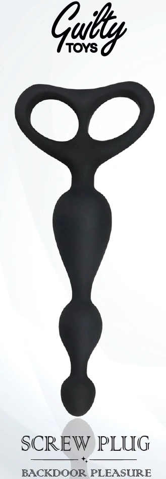 Bile Anale - Bile Anale Screw Plug, Silicon, Negru, 17.5 cm, Guilty Toys, Erotic24.ro