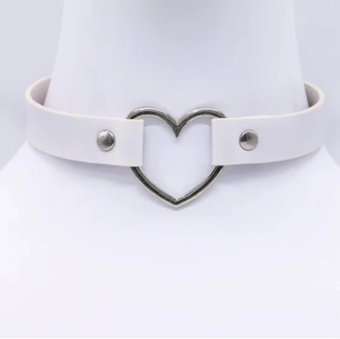 Lenjerie Fetish - Accesoriu Gat Love Choker, Alb, Mokko Toys, Erotic24.ro
