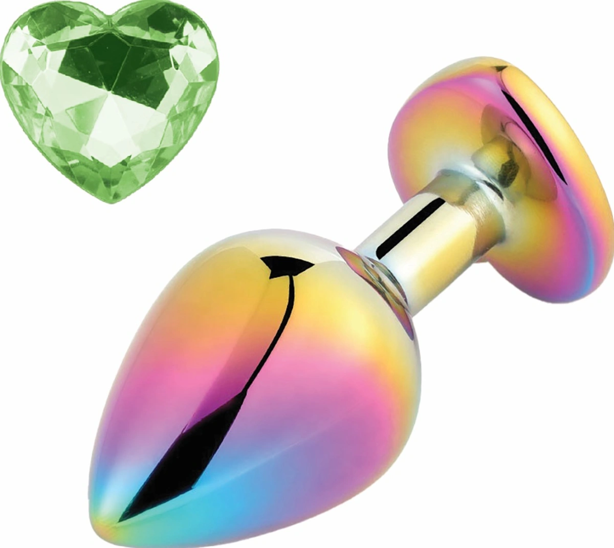 Dop Anal - Dop Anal Rainbow Buttplug Small, Heart Shape, Piatra Verde Deschis, Guilty Toys, Erotic24.ro