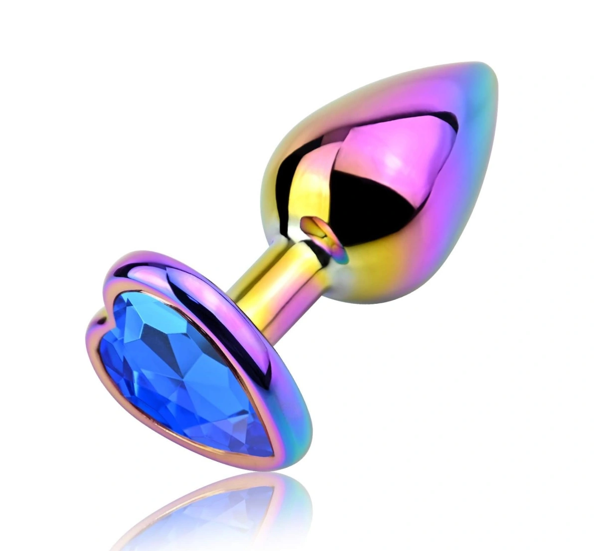 Dop Anal - Dop Anal Rainbow Buttplug Small, Heart Shape, Piatra Albastru Inchis, Guilty Toys, Erotic24.ro