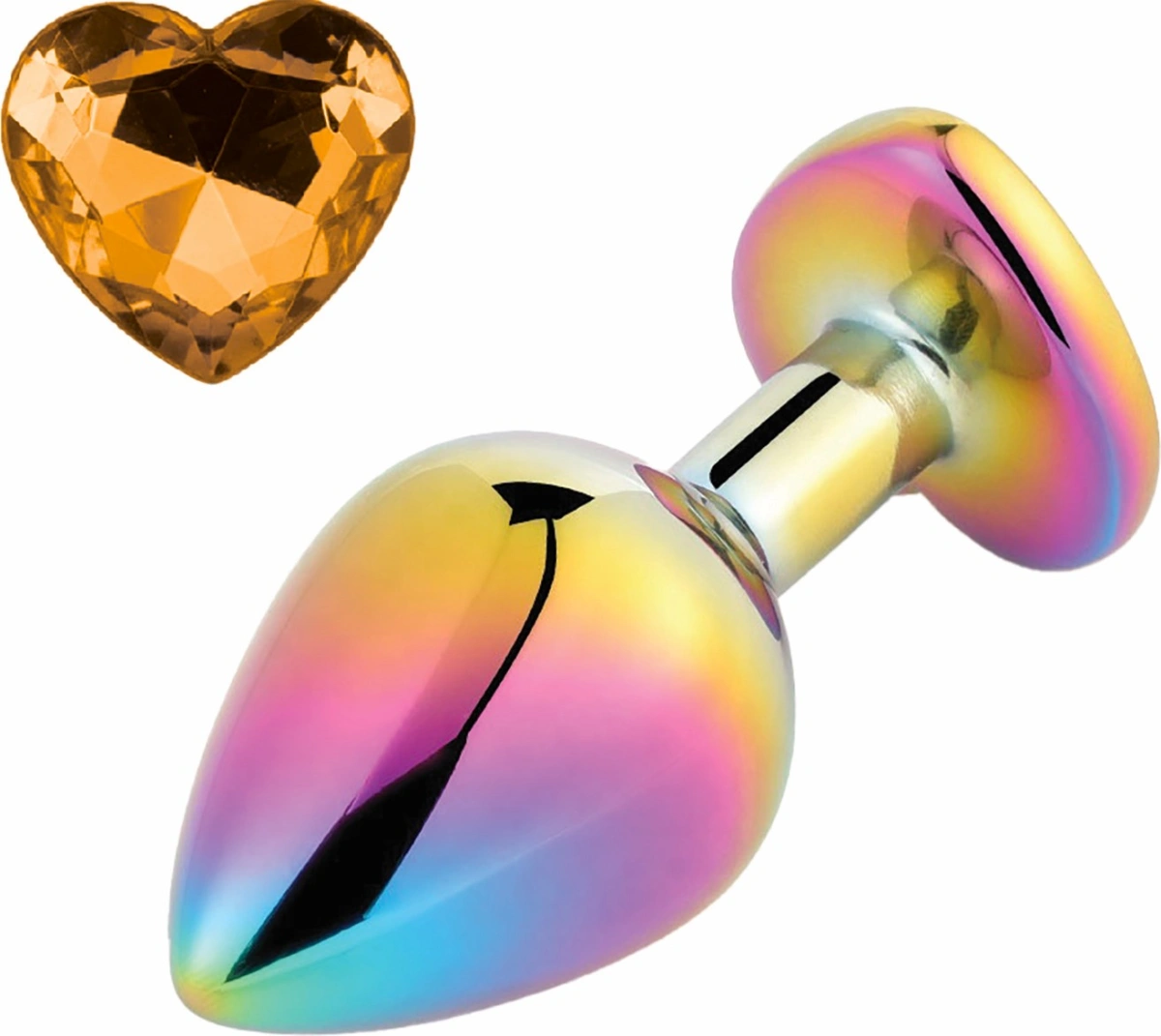 Dop Anal - Dop Anal Rainbow Buttplug Small, Heart Shape, Piatra Portocalie, Guilty Toys, Erotic24.ro