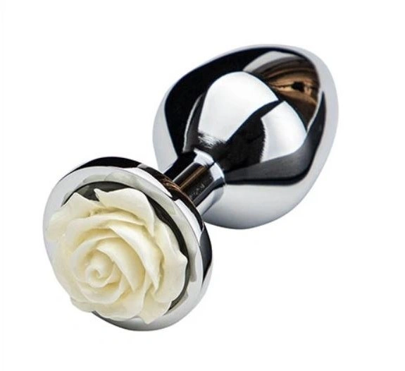 Dop Anal - Dop Anal Rose Pleasure Medium, Argintiu/Alb, Guilty Toys, Erotic24.ro