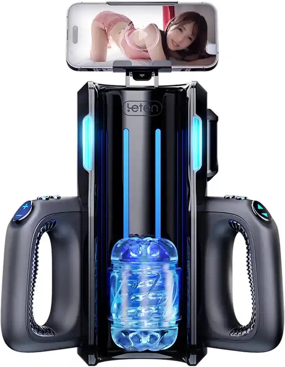 Bestseller - Masturbator Leten King Thrusting Pro, 10 Moduri Thrusting, 10 Viteze, TPE, Negru, 38 cm, Erotic24.ro