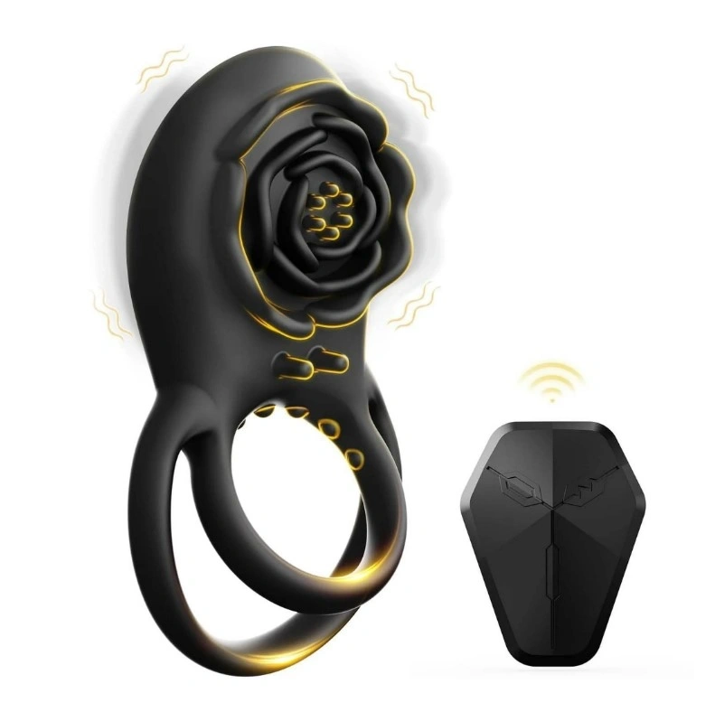 Vibratoare Cuplu - Inel Dublu de Penis Black Beauty, Remote Control, 8 Moduri Vibratii, Silicon, USB magnetic, Negru, Passion Labs, Erotic24.ro