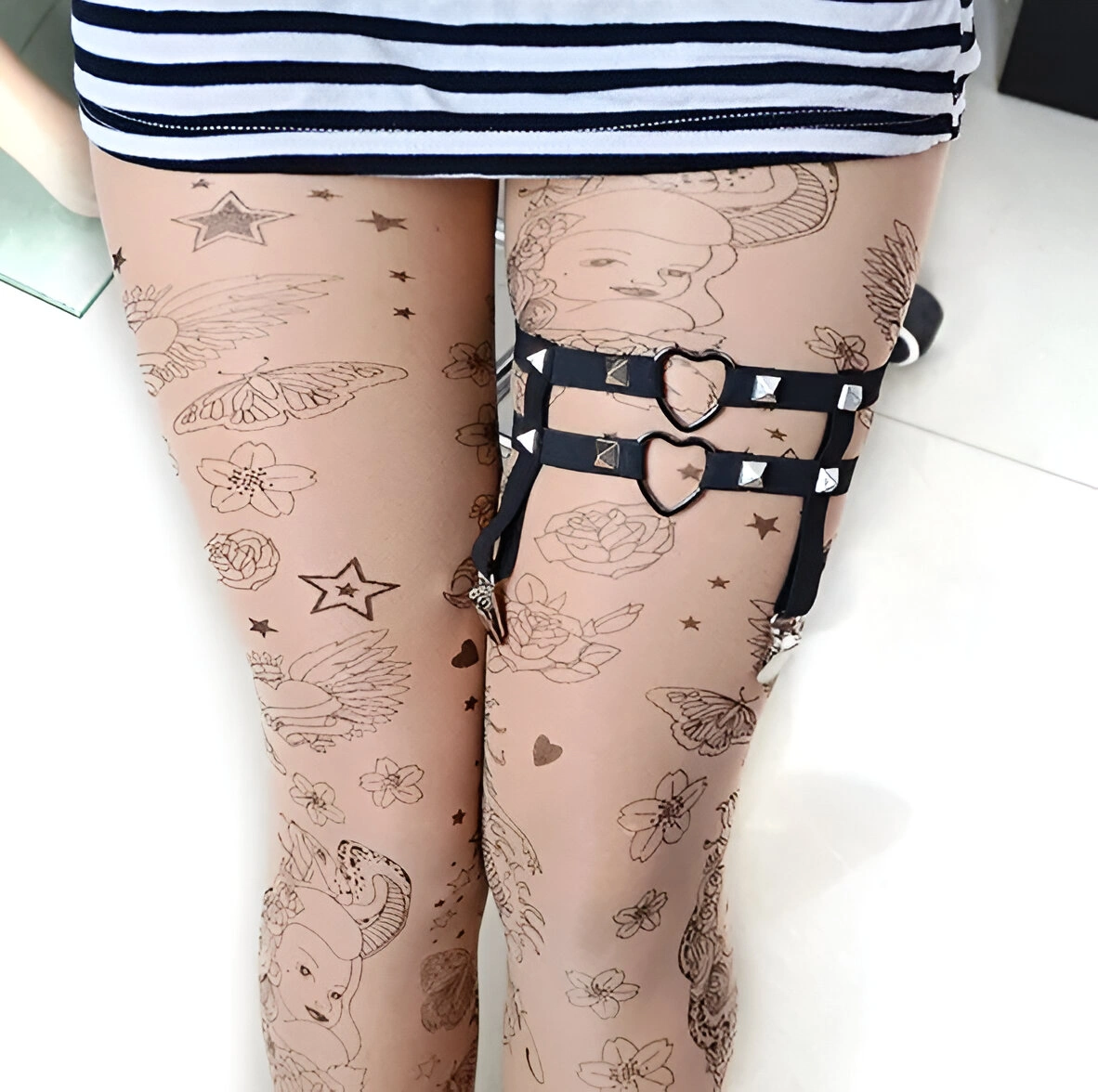 Portjartiere - Jartea Hearty Secret din Benzi Satinate, Negru, S, Guilty Toys, Erotic24.ro