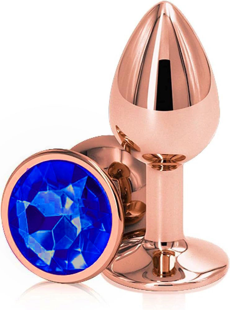 Dop Anal - Dop Anal Charm Anal Plug Small, Rose Gold, Piatra Albastru Inchis, Passion Labs, Erotic24.ro