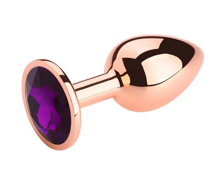 Dop Anal - Dop Anal Charm Anal Plug Small, Rose Gold, Piatra Mov Inchis, Passion Labs, Erotic24.ro
