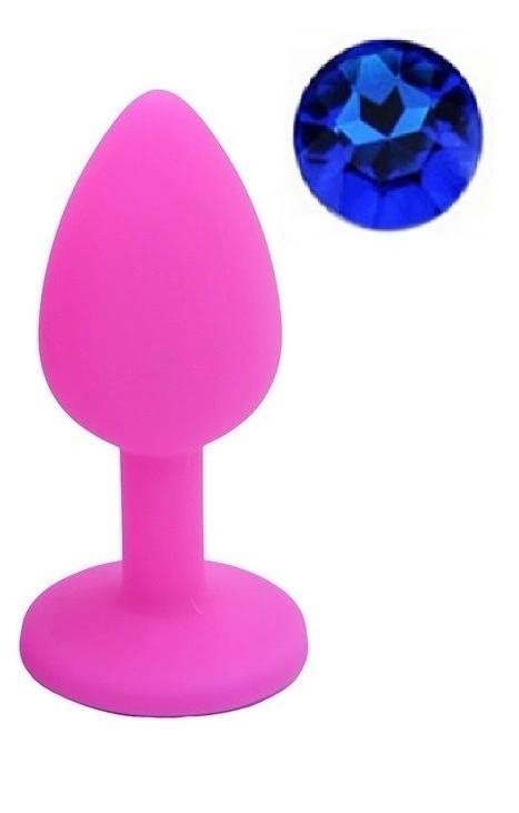 Dop Anal - Dop Anal Silicone Buttplug Small, Roz/Albastru Inchis, Guilty Toys, Erotic24.ro