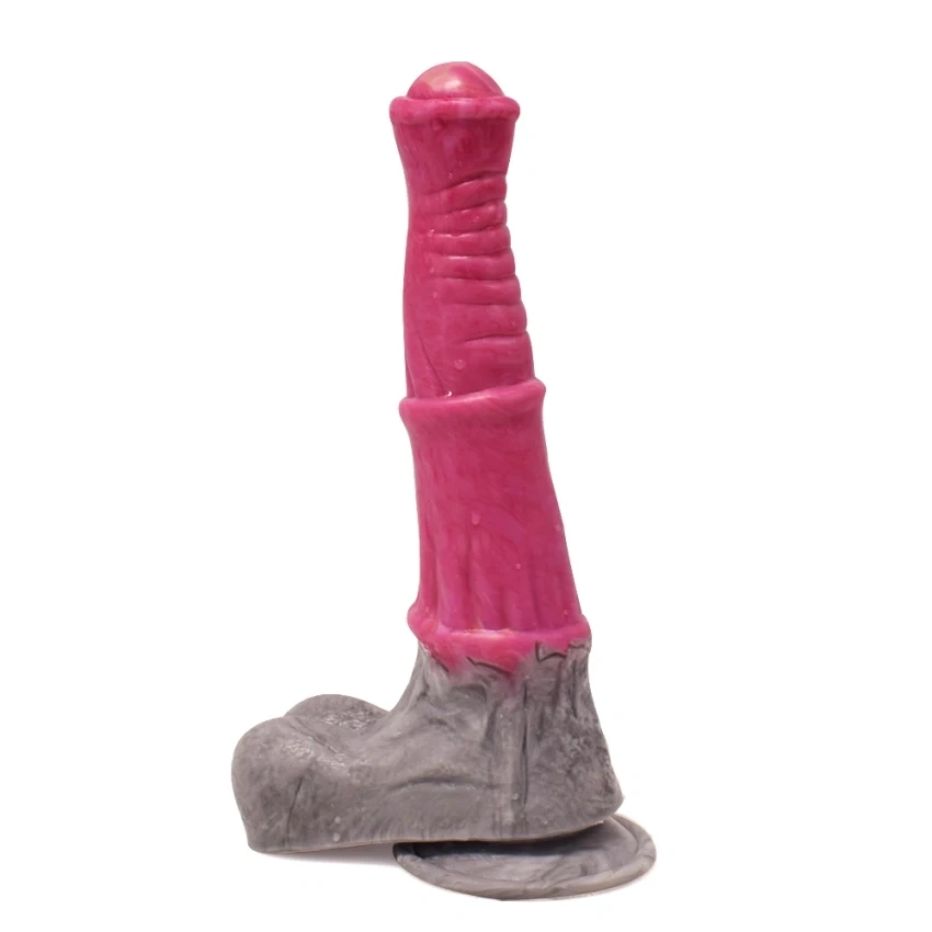 Dildo XXL - Dildo Stallion, Silicon Lichid, Roz/Gri, 25.5 cm, Erotic24.ro