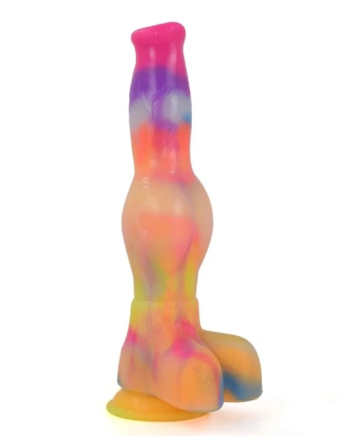 Dildo XXL - Dildo Luminous Wild Dog, Fosforescent, Silicon Lichid, 28 cm, Erotic24.ro