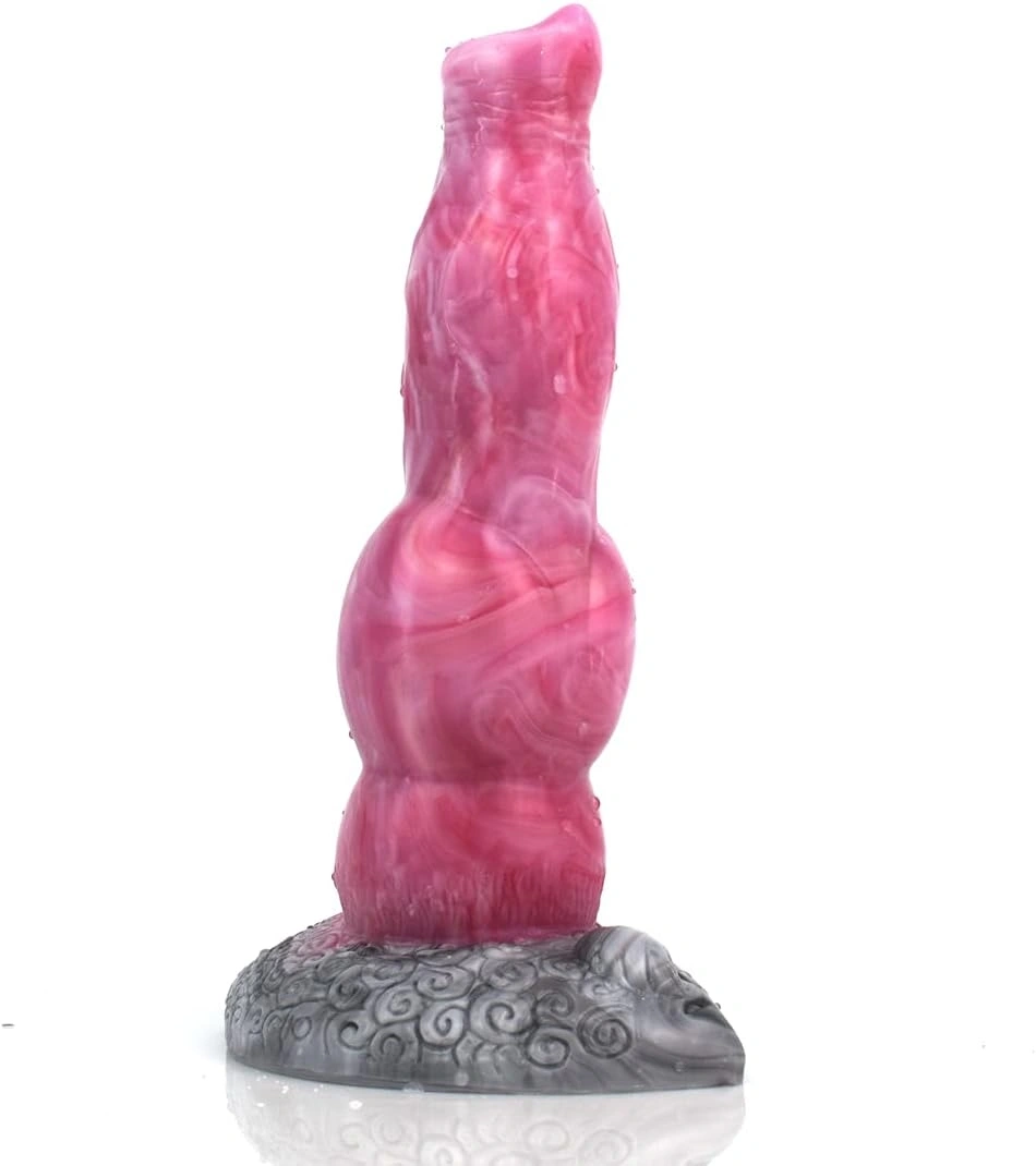 Dildo Anal - Dildo Savage Dog, Silicon Lichid, Roz/Gri, 21.5 cm, Erotic24.ro