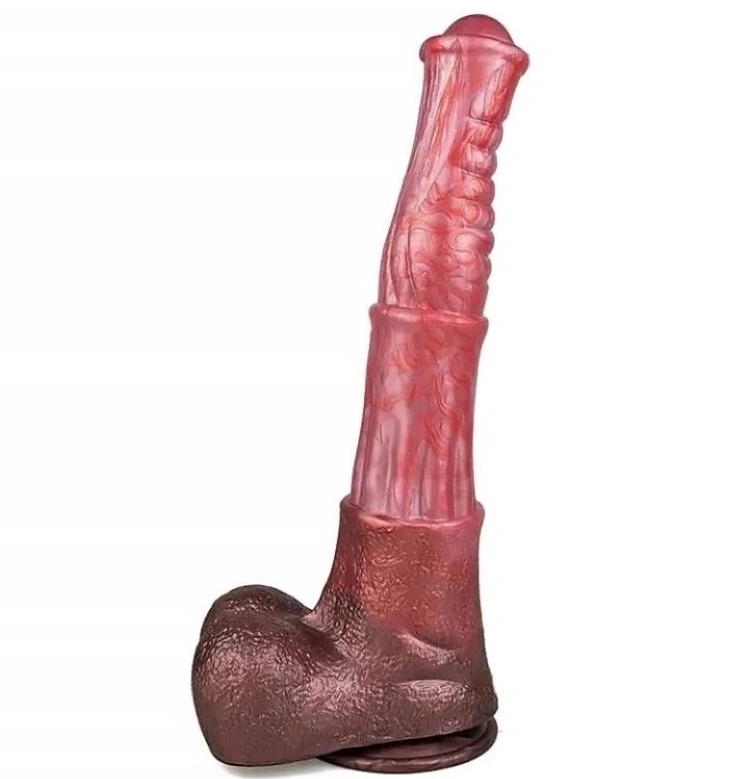 Dildo XXL - Dildo Big Stallion, Silicon Lichid, Roz/Maro, 34.5 cm, Erotic24.ro