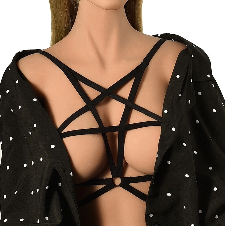 Lenjerie Fetish - Top Harness Helena Elastic si Reglabil, Aspect Mat, Negru, XS-L, Guilty Toys, Erotic24.ro