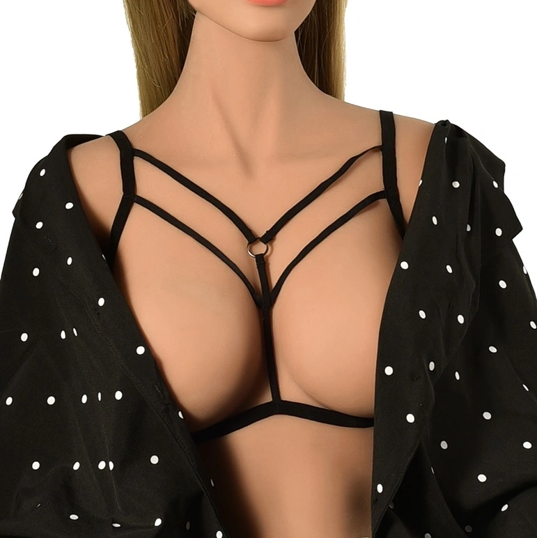 Lenjerie Fetish - Top Harness Ina Elastic si Reglabil, Aspect Mat, Negru, XS-L, Guilty Toys, Erotic24.ro