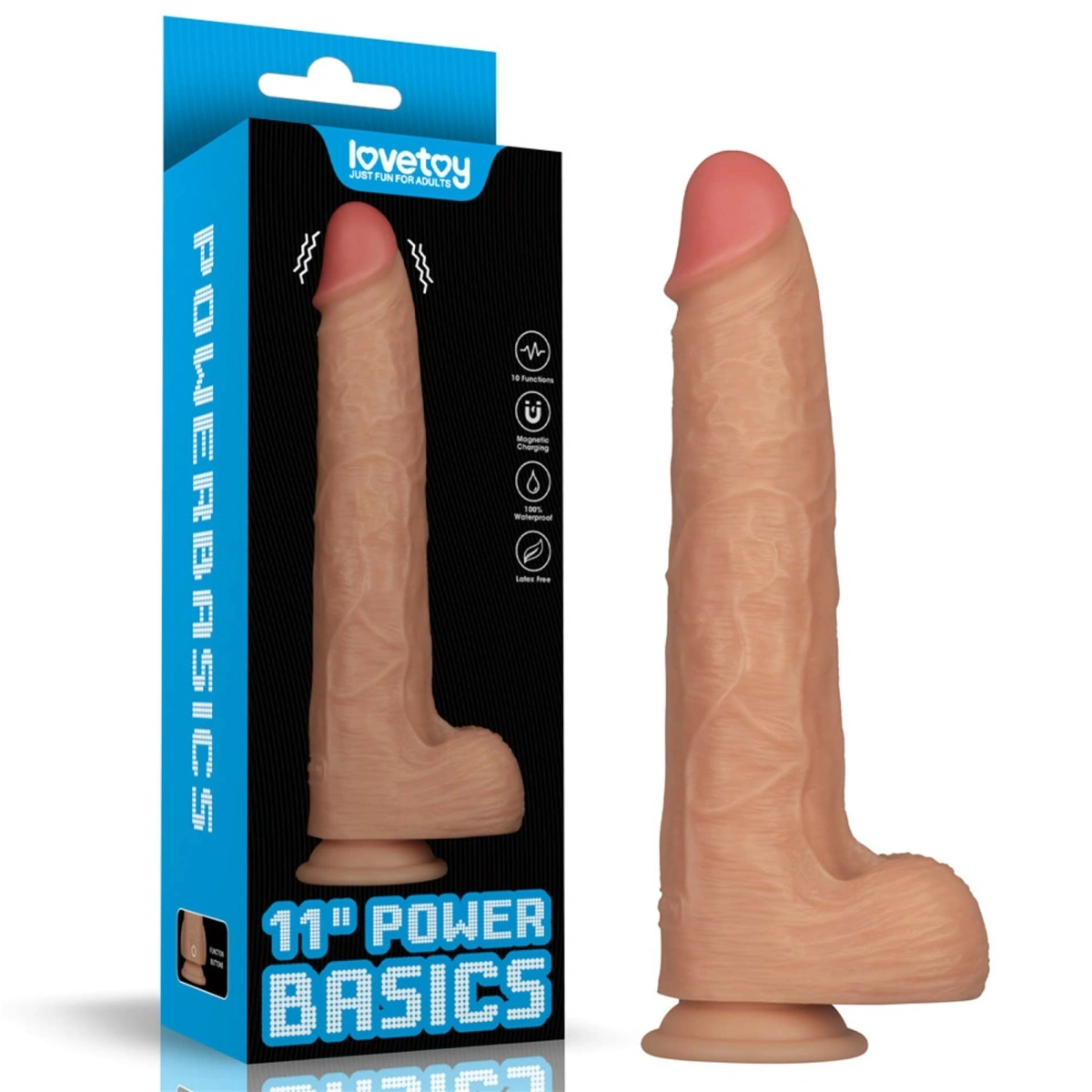 Vibratoare Mari - Vibrator Realistic Power Basics, 10 Moduri Vibratii, PVC, Natural, 28.3 cm, Erotic24.ro