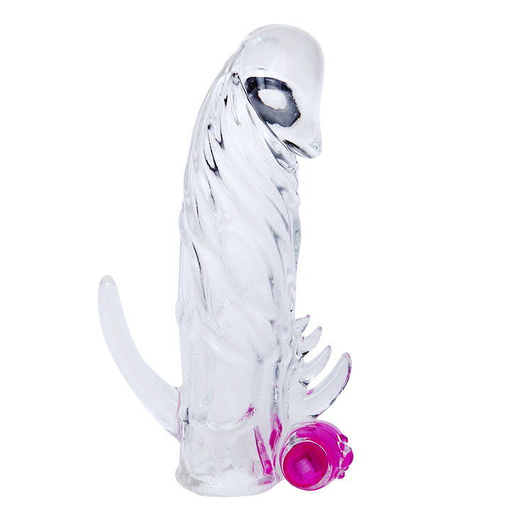 Prelungitoare si Mansoane Penis - Manson Penis cu Vibratii Crystal, TPR, Transparent, 13 cm, Erotic24.ro