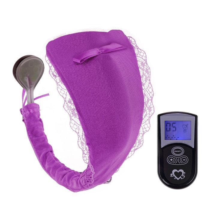 Chiloti cu vibrator - Bikini C-String Panty Vibe, 10 Moduri Vibratii, Remote Control, Mov, Erotic24.ro