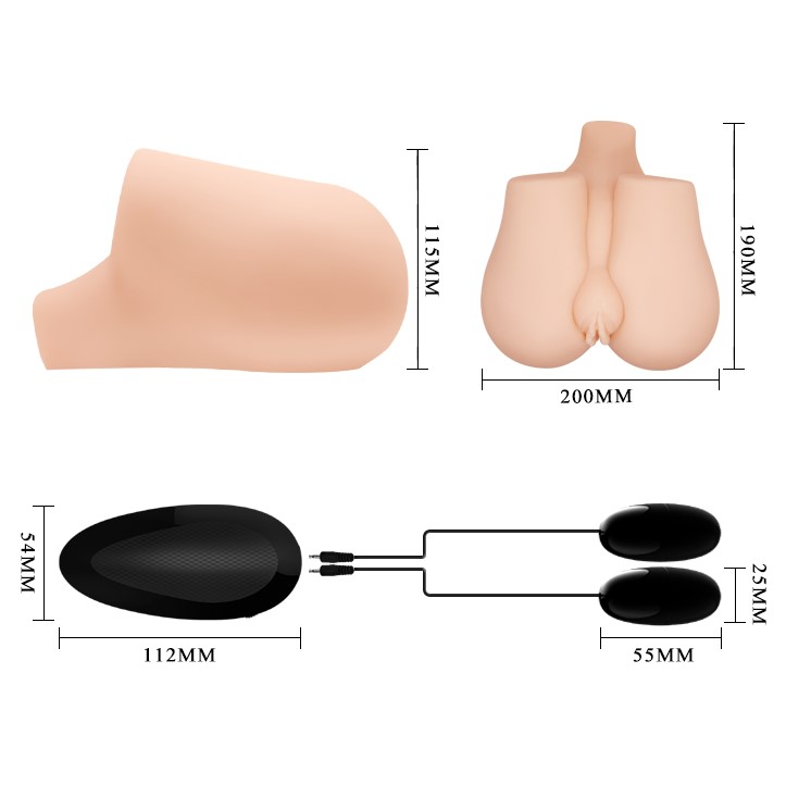 Masturbator Realist Dublu Vagin&Anus cu Vibratii Multispeed Crazy Bull, Natural, Nr. 10, Erotic24.ro