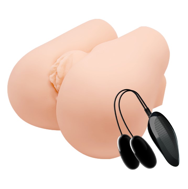 Masturbator Realist Dublu Vagin&Anus cu Vibratii Multispeed Crazy Bull, Natural, Nr. 1, Erotic24.ro
