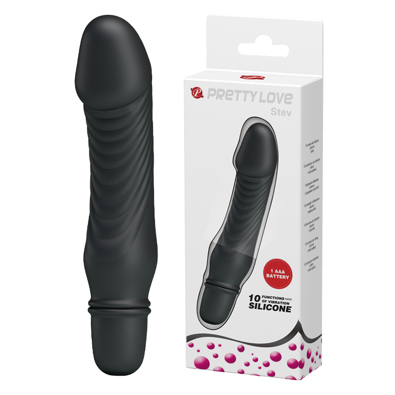 Vibratoare realistice - Vibrator Pretty Love Stev, 10 Moduri Vibratii, Silicon, Negru, 13.5 cm, Erotic24.ro