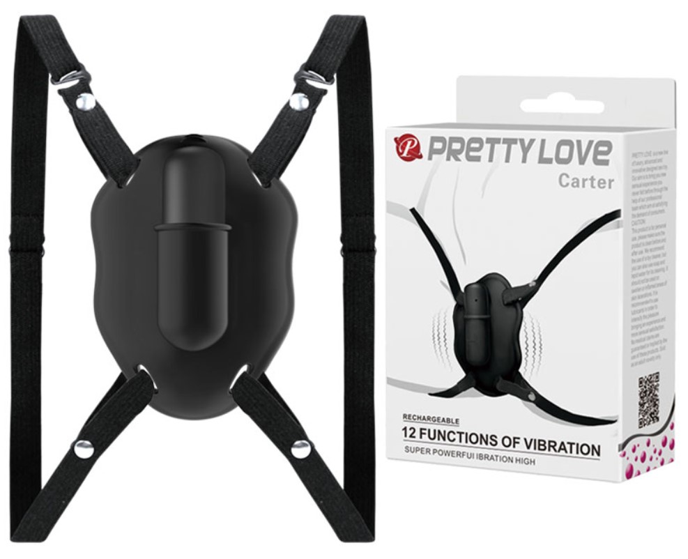 Chiloti cu vibrator - Stimulator Clitoris Pretty Love Carter, 12 Moduri Vibratii, Silicon, USB, Negru, Erotic24.ro