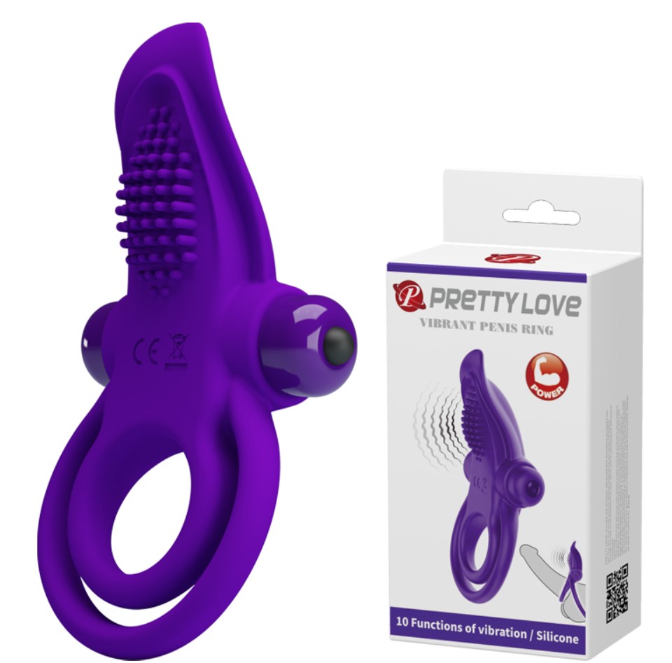 Vibratoare Cuplu - Inel Penis Pretty Love Vibrant Ring, 10 Moduri Vibratii, Silicon, Violet, Erotic24.ro