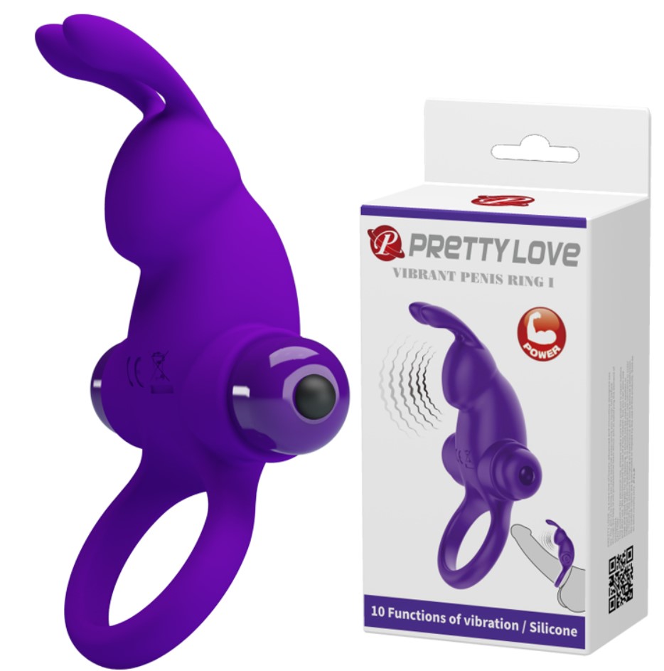 Vibratoare Cuplu - Inel de Penis Pretty Love, 10 Moduri Vibratii, Silicon, Violet, Erotic24.ro