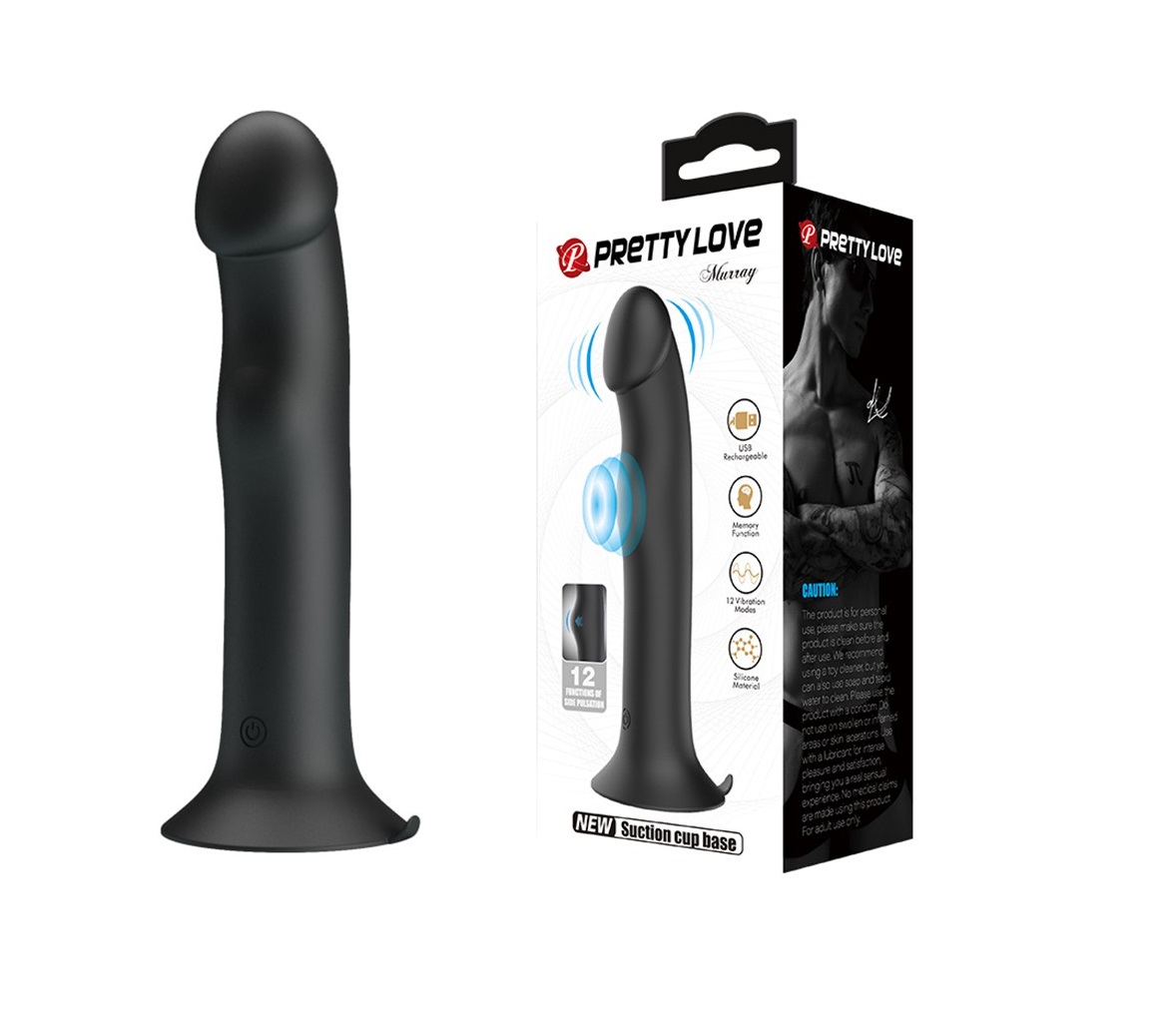 Vibratoare Anale - Vibrator Pretty Love Murray, 12 Moduri Vibratii si Pulsatii, Silicon, USB, Negru, 19 cm, Erotic24.ro