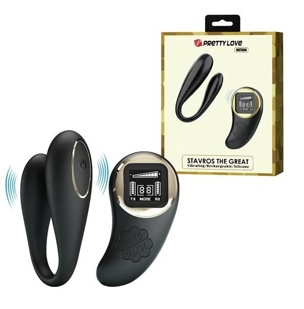 Vibratoare Cuplu - Vibrator Cuplu Nathan, 10 Moduri Vibratii, Telecomanda Wireless cu Ecran Led, Silicon, USB, Negru, Erotic24.ro