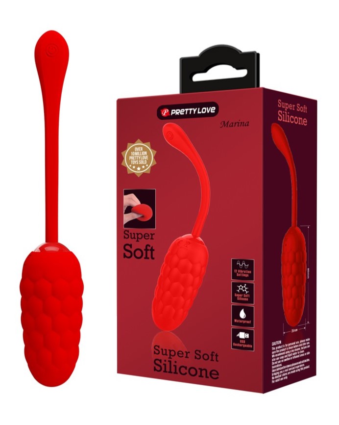 Oua Vibratoare - Ou Vibrator Marina, 12 Moduri Vibratii, Silicon, USB, Rosu, Erotic24.ro