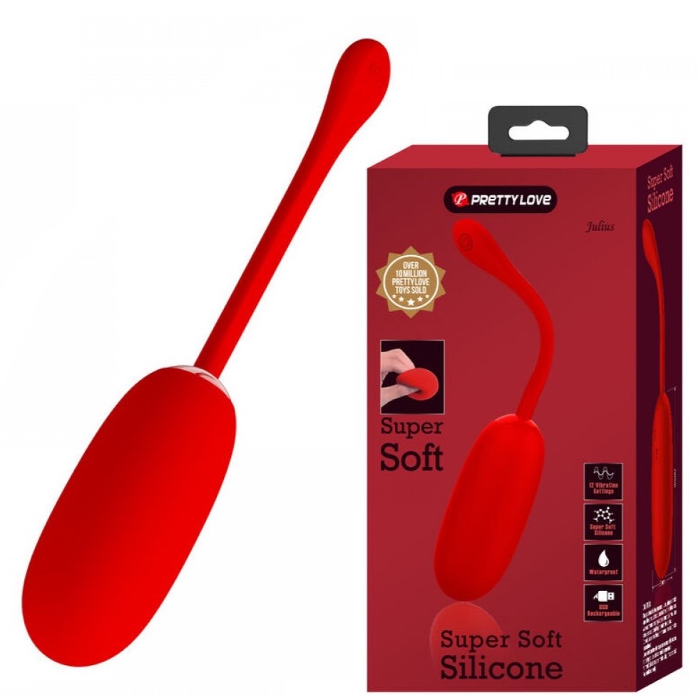 Oua Vibratoare - Ou Vibrator Julius, 12 Moduri Vibratii, Silicon, USB, Rosu, Erotic24.ro